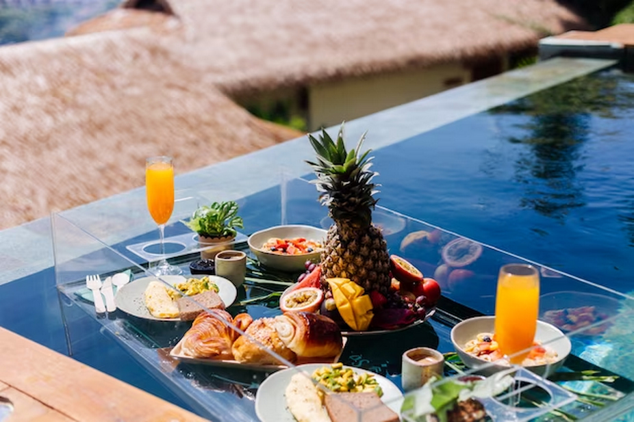 Tropical-themed tray of foo